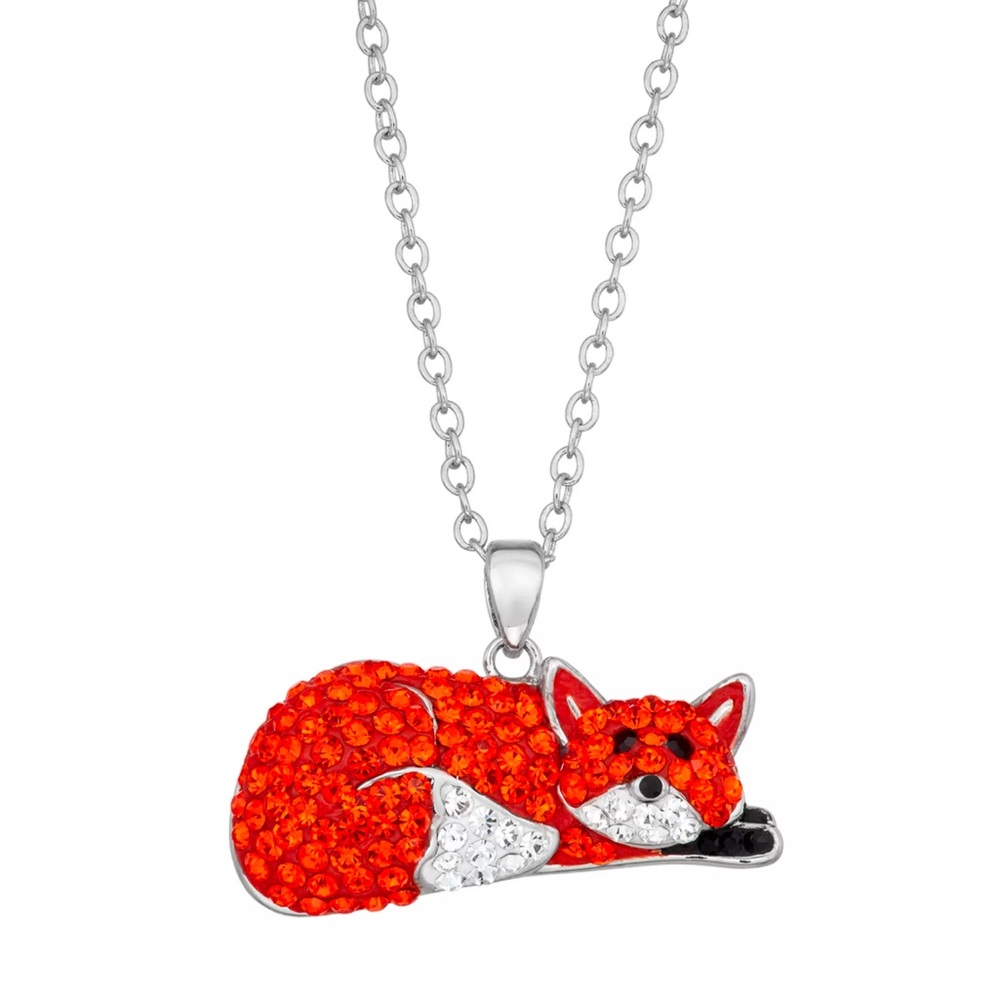 crystal fox pendant necklace
